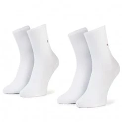 Accessoires Lot De 2 Paires De Chaussettes Hautes Femme Tommy Hilfiger - 371221 White 300 Blanc