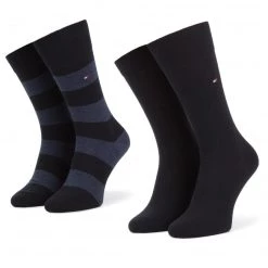 Accessoires Lot De 2 Paires De Chaussettes Hautes Homme Tommy Hilfiger - 342021001 Dark Navy 322 Bleu Marine