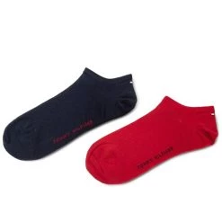 Accessoires Lot De 2 Paires De Chaussettes Basses Homme TOMMY HILFIGER - 342023001 Tommy Original 085 Rouge, Bleu Marine