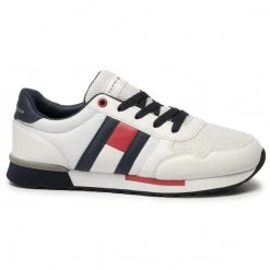 Femme Sneakers TOMMY HILFIGER - Low Cut Lace-Up Sneaker T3B4-30483-0733 White/Blue X336 Blanc -Tommy Hilfiger Soldes 0000206245045 02 ks