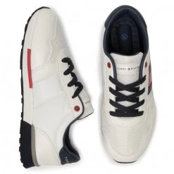 Femme Sneakers TOMMY HILFIGER - Low Cut Lace-Up Sneaker T3B4-30483-0733 White/Blue X336 Blanc -Tommy Hilfiger Soldes 0000206245045 04 ks