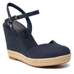 Femme Espadrilles TOMMY HILFIGER - Basic Closed Toe High Wedge FW0FW04786 Desert Sky DW5 Bleu Marine