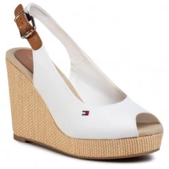Femme Espadrilles TOMMY HILFIGER - Iconic Elena Sling Back Wedge FW0FW04789 Ivory YBI Blanc
