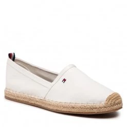 Femme Espadrilles TOMMY HILFIGER - Basic Tommy Flat Espadrille FW0FW04827 Ivory YBI Blanc
