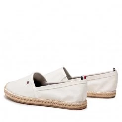 Femme Espadrilles TOMMY HILFIGER - Basic Tommy Flat Espadrille FW0FW04827 Ivory YBI Blanc -Tommy Hilfiger Soldes 0000206816894 2 2