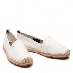 Femme Espadrilles TOMMY HILFIGER - Basic Tommy Flat Espadrille FW0FW04827 Ivory YBI Blanc -Tommy Hilfiger Soldes 0000206816894 5 2