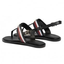 Femme Sandales TOMMY HILFIGER - Corporate Letaher Fat Sandal FW0FW04840 Black BDS Noir -Tommy Hilfiger Soldes 0000206835475 04 jc
