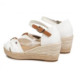 Femme Espadrilles TOMMY HILFIGER - Basic Opened Toe Mid Wedge FW0FW04785 Ivory YBI Blanc -Tommy Hilfiger Soldes 0000206836977 04 mg