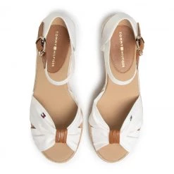 Femme Espadrilles TOMMY HILFIGER - Basic Opened Toe Mid Wedge FW0FW04785 Ivory YBI Blanc -Tommy Hilfiger Soldes 0000206836977 05 mg