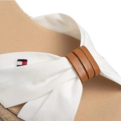 Femme Espadrilles TOMMY HILFIGER - Basic Opened Toe Mid Wedge FW0FW04785 Ivory YBI Blanc -Tommy Hilfiger Soldes 0000206836977 06 mg