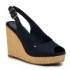 Femme Espadrilles TOMMY HILFIGER - Iconic Elena Sling Back Wedge FW0FW04789 Desert Sky DW5 Bleu Marine
