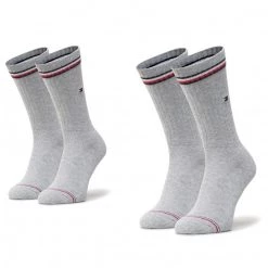 Accessoires Lot De 2 Paires De Chaussettes Hautes Unisexe Tommy Hilfiger - 100001096 Tommy Original 085 Gris