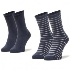 Accessoires Lot De 2 Paires De Chaussettes Hautes Unisexe Tommy Hilfiger - 100001494 Jeans 004 Bleu Marine