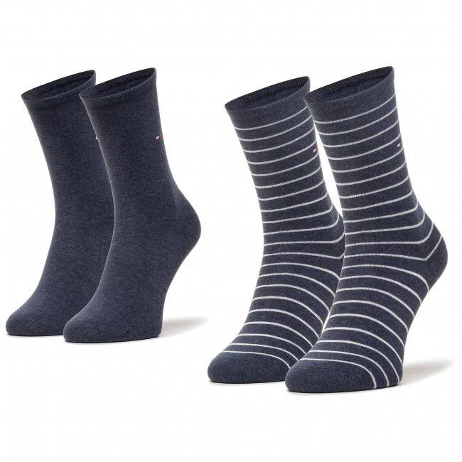 Accessoires Lot De 2 Paires De Chaussettes Hautes Unisexe Tommy Hilfiger - 100001494 Jeans 004 Bleu Marine 3 Accessoires Lot De 2 Paires De Chaussettes Hautes Unisexe Tommy Hilfiger - 100001494 Jeans 004 Bleu Marine