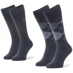 Accessoires Lot De 2 Paires De Chaussettes Hautes Homme Tommy Hilfiger - 100001495 Dark Navy 322 Bleu Marine
