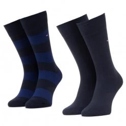 Accessoires Lot De 2 Paires De Chaussettes Hautes Homme TOMMY HILFIGER - 342021001 Blue 054 Bleu Marine