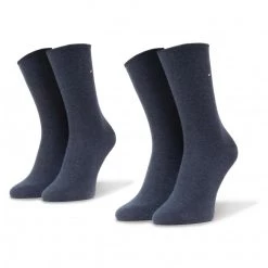 Accessoires Lot De 2 Paires De Chaussettes Hautes Femme TOMMY HILFIGER - 371221356 Jeans 039 Bleu Marine
