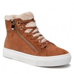 Femme Bottines TOMMY HILFIGER - Suede Warmlined Th Mid Sneaker FW0FW05362 Natural Cognac GTU Marron