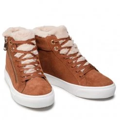 Femme Bottines TOMMY HILFIGER - Suede Warmlined Th Mid Sneaker FW0FW05362 Natural Cognac GTU Marron -Tommy Hilfiger Soldes 0000207374850 03 mf