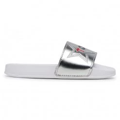 Enfant Mules / Sandales De Bain Tommy Hilfiger - Logo Print Pool Slide T3A0-30890-0742 M Silver 904 Argent -Tommy Hilfiger Soldes 0000207913417 03 rz