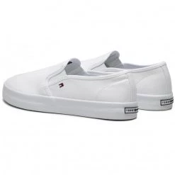 Femme Tennis TOMMY HILFIGER - Essential Nautical Slip On FW0FW05535 White YBR Blanc -Tommy Hilfiger Soldes 0000208139588 02 ki
