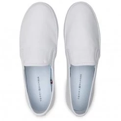 Femme Tennis TOMMY HILFIGER - Essential Nautical Slip On FW0FW05535 White YBR Blanc -Tommy Hilfiger Soldes 0000208139588 06 ki