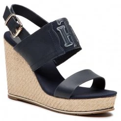 Femme Espadrilles TOMMY HILFIGER - Th Elastic High Wedge Sandal FW0FW05599 Desert Sky DW5 Bleu Marine