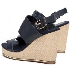 Femme Espadrilles TOMMY HILFIGER - Th Elastic High Wedge Sandal FW0FW05599 Desert Sky DW5 Bleu Marine -Tommy Hilfiger Soldes 0000208140485 03 yt