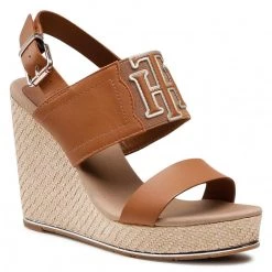 Femme Espadrilles TOMMY HILFIGER - Th Elastic High Wedge Sandal FW0FW05599 Summer Cognac GU9 Marron