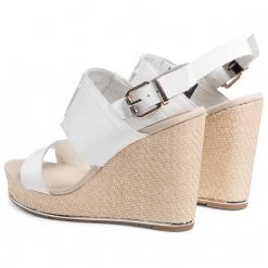 Femme Espadrilles TOMMY HILFIGER - Th Elastic High Wedge Sandal FW0FW05599 Ecru YBL Blanc -Tommy Hilfiger Soldes 0000208140515 02 wj