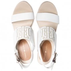 Femme Espadrilles TOMMY HILFIGER - Th Elastic High Wedge Sandal FW0FW05599 Ecru YBL Blanc -Tommy Hilfiger Soldes 0000208140515 03 wj