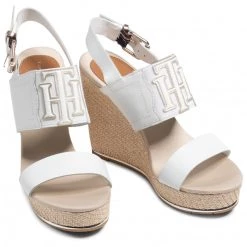 Femme Espadrilles TOMMY HILFIGER - Th Elastic High Wedge Sandal FW0FW05599 Ecru YBL Blanc -Tommy Hilfiger Soldes 0000208140515 04 wj
