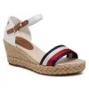 Femme Espadrilles TOMMY HILFIGER - Shimmery Ribbon Mid Wedge Sandal FW0FW05614 Ecru YBL Blanc -Tommy Hilfiger Soldes 0000208140591 01 rz