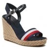 Femme Espadrilles TOMMY HILFIGER - Shimmery Ribon High Wedge FW0FW05590 Desert Sky DW5 Bleu Marine