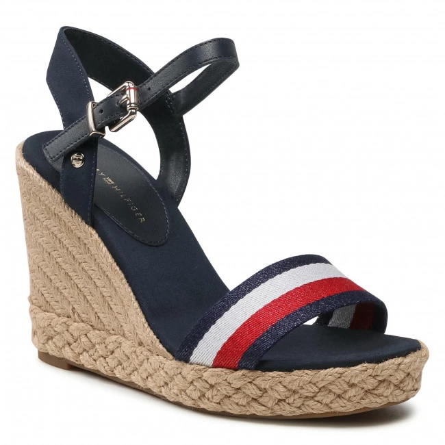 Femme Espadrilles TOMMY HILFIGER - Shimmery Ribon High Wedge FW0FW05590 Desert Sky DW5 Bleu Marine 3 Femme Espadrilles TOMMY HILFIGER - Shimmery Ribon High Wedge FW0FW05590 Desert Sky DW5 Bleu Marine