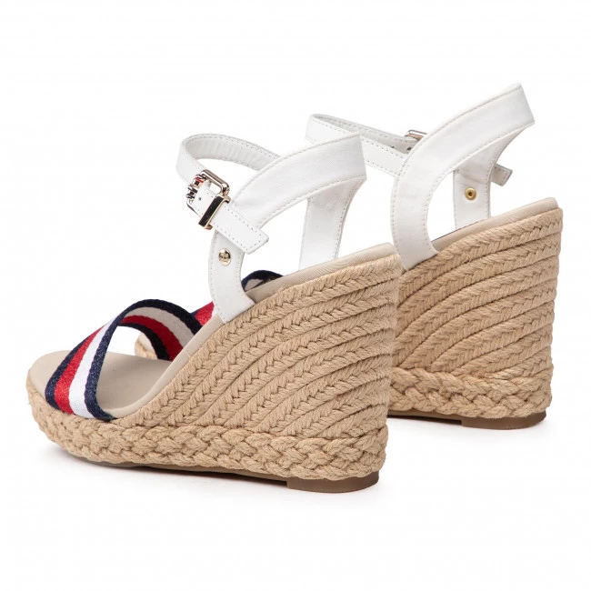 Femme Espadrilles TOMMY HILFIGER - Shimmery Ribon High Wedge FW0FW05590 Ecru YBL Blanc 5 Femme Espadrilles TOMMY HILFIGER - Shimmery Ribon High Wedge FW0FW05590 Ecru YBL Blanc – Image 3