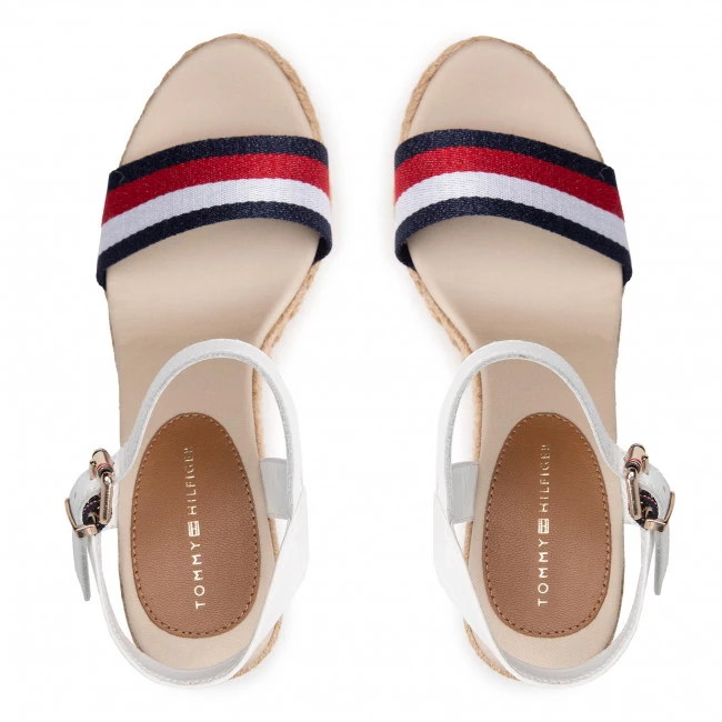 Femme Espadrilles TOMMY HILFIGER - Shimmery Ribon High Wedge FW0FW05590 Ecru YBL Blanc 8 Femme Espadrilles TOMMY HILFIGER - Shimmery Ribon High Wedge FW0FW05590 Ecru YBL Blanc – Image 6