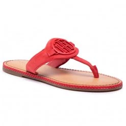 Femme Tongs TOMMY HILFIGER - Essential Hardware Flat Sandal FW0FW05592 Fireworks SNE Rouge