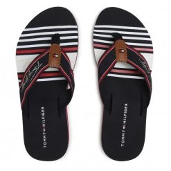 Femme Tongs TOMMY HILFIGER - Signature Beach Sandal FW0FW05662 Rwb 0GY Bleu Marine -Tommy Hilfiger Soldes 0000208151924 06 rz