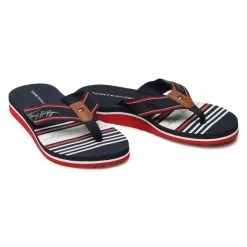 Femme Tongs TOMMY HILFIGER - Signature Beach Sandal FW0FW05662 Rwb 0GY Bleu Marine -Tommy Hilfiger Soldes 0000208151924 07 rz