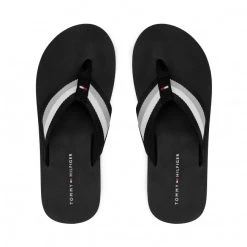 Homme Tongs Tommy Hilfiger - Corporate Hilfiger Beach Sandal FM0FM03380 Black BDS Noir -Tommy Hilfiger Soldes 0000208153386 06 nc