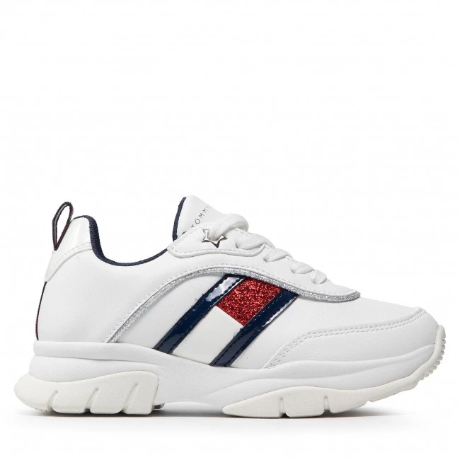 Enfant Sneakers TOMMY HILFIGER - Low Cut Lace-Up Sneaker T3A4-31180-1023 M White 100 Blanc 4 Enfant Sneakers TOMMY HILFIGER - Low Cut Lace-Up Sneaker T3A4-31180-1023 M White 100 Blanc – Image 2