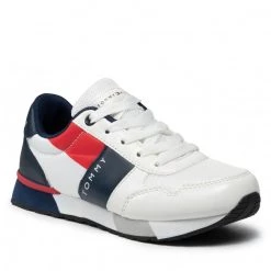 Enfant Sneakers TOMMY HILFIGER - Low Cut Lace-Up Sneaker T3B4-32076-0208 M White/Blue X008 Blanc