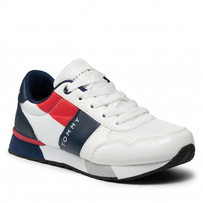 Enfant Sneakers TOMMY HILFIGER - Low Cut Lace-Up Sneaker T3B4-32076-0208 M White/Blue X008 Blanc 3 Enfant Sneakers TOMMY HILFIGER - Low Cut Lace-Up Sneaker T3B4-32076-0208 M White/Blue X008 Blanc