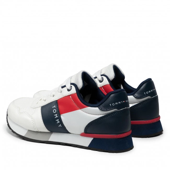Enfant Sneakers TOMMY HILFIGER - Low Cut Lace-Up Sneaker T3B4-32076-0208 M White/Blue X008 Blanc 5 Enfant Sneakers TOMMY HILFIGER - Low Cut Lace-Up Sneaker T3B4-32076-0208 M White/Blue X008 Blanc – Image 3
