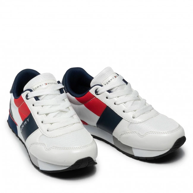 Enfant Sneakers TOMMY HILFIGER - Low Cut Lace-Up Sneaker T3B4-32076-0208 M White/Blue X008 Blanc 7 Enfant Sneakers TOMMY HILFIGER - Low Cut Lace-Up Sneaker T3B4-32076-0208 M White/Blue X008 Blanc – Image 5