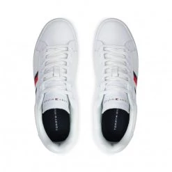 Homme Sneakers TOMMY HILFIGER - Cupsole Court Stripes Knit Mix FM0FM03606 White YBR Blanc -Tommy Hilfiger Soldes 0000208567299 07 pl