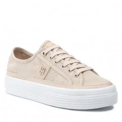 Femme Sneakers TOMMY HILFIGER - Mesh Vulc Sneaker FW0FW05793 Classic Beige ACI Beige