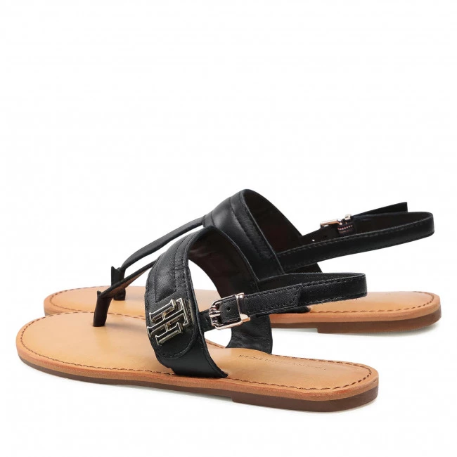 Femme Sandales TOMMY HILFIGER - Hardware Th Flat Leather Sandal FW0FW05912 Black BDS Noir 5 Femme Sandales TOMMY HILFIGER - Hardware Th Flat Leather Sandal FW0FW05912 Black BDS Noir – Image 3