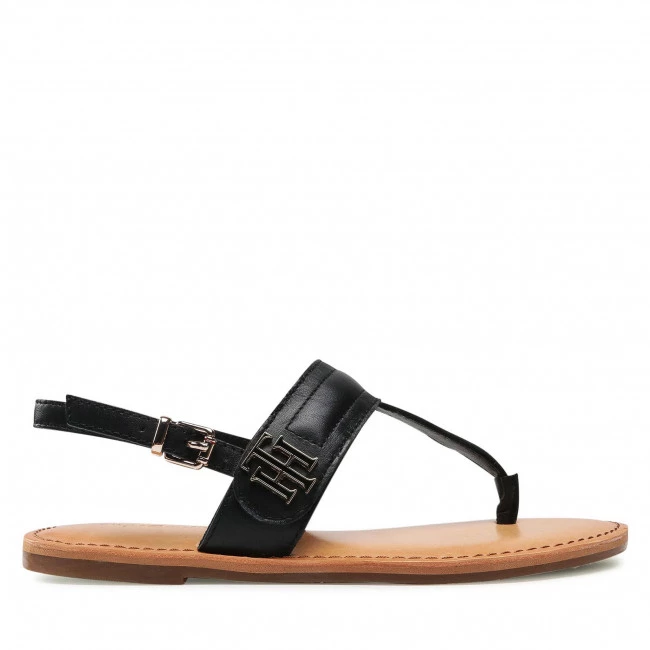 Femme Sandales TOMMY HILFIGER - Hardware Th Flat Leather Sandal FW0FW05912 Black BDS Noir 4 Femme Sandales TOMMY HILFIGER - Hardware Th Flat Leather Sandal FW0FW05912 Black BDS Noir – Image 2